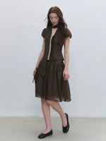 Lyocell Tie Blouse & Skirt Set