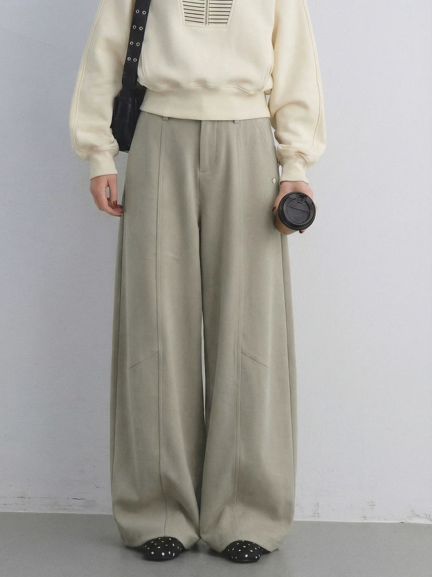 TR Front-Crease Wide-Leg Suit Pants