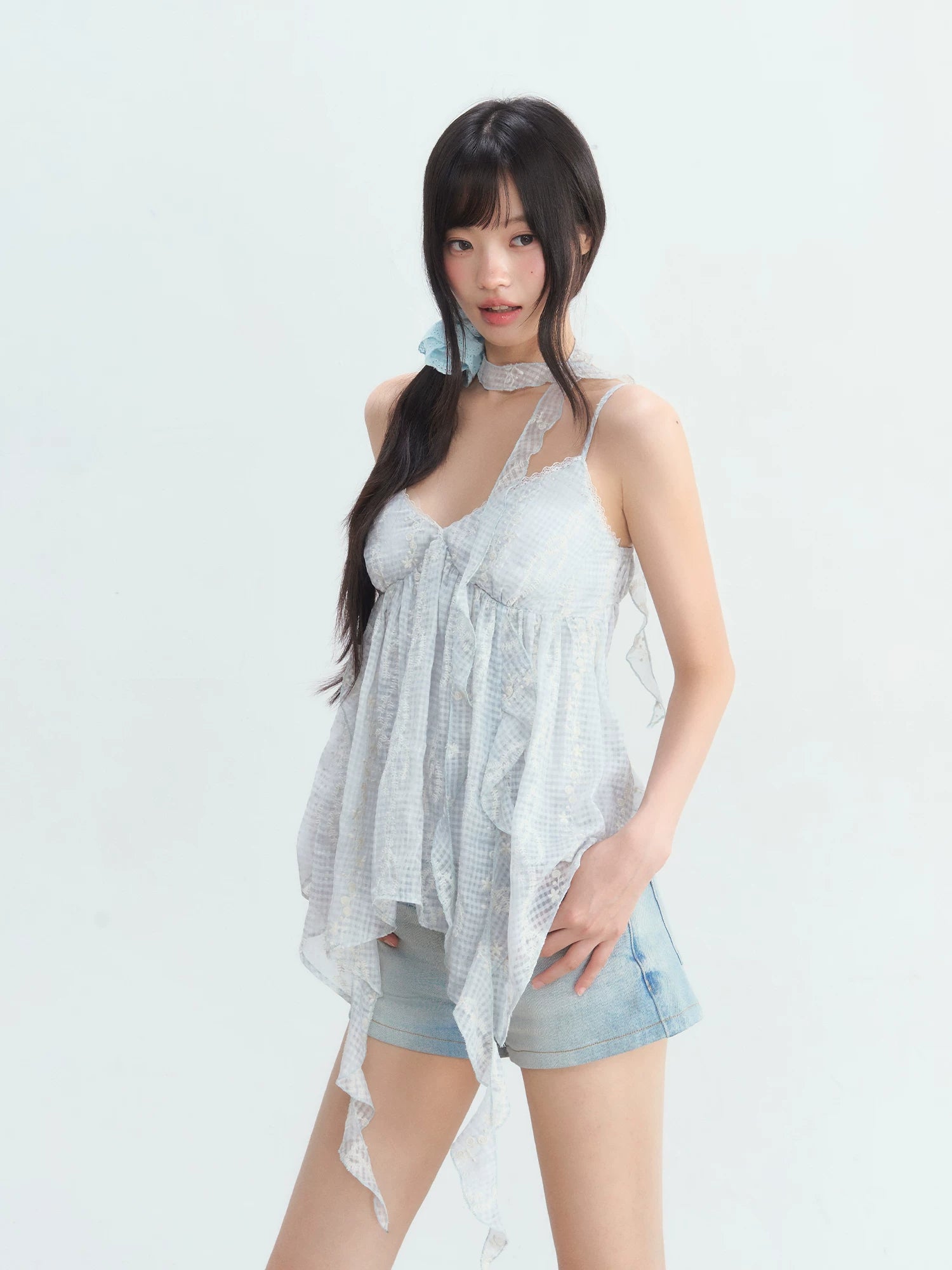 Plaid Irregular Hem Top