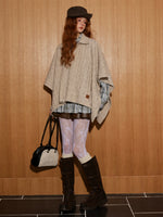 Oatmeal Jacquard Wool Knit Cape
