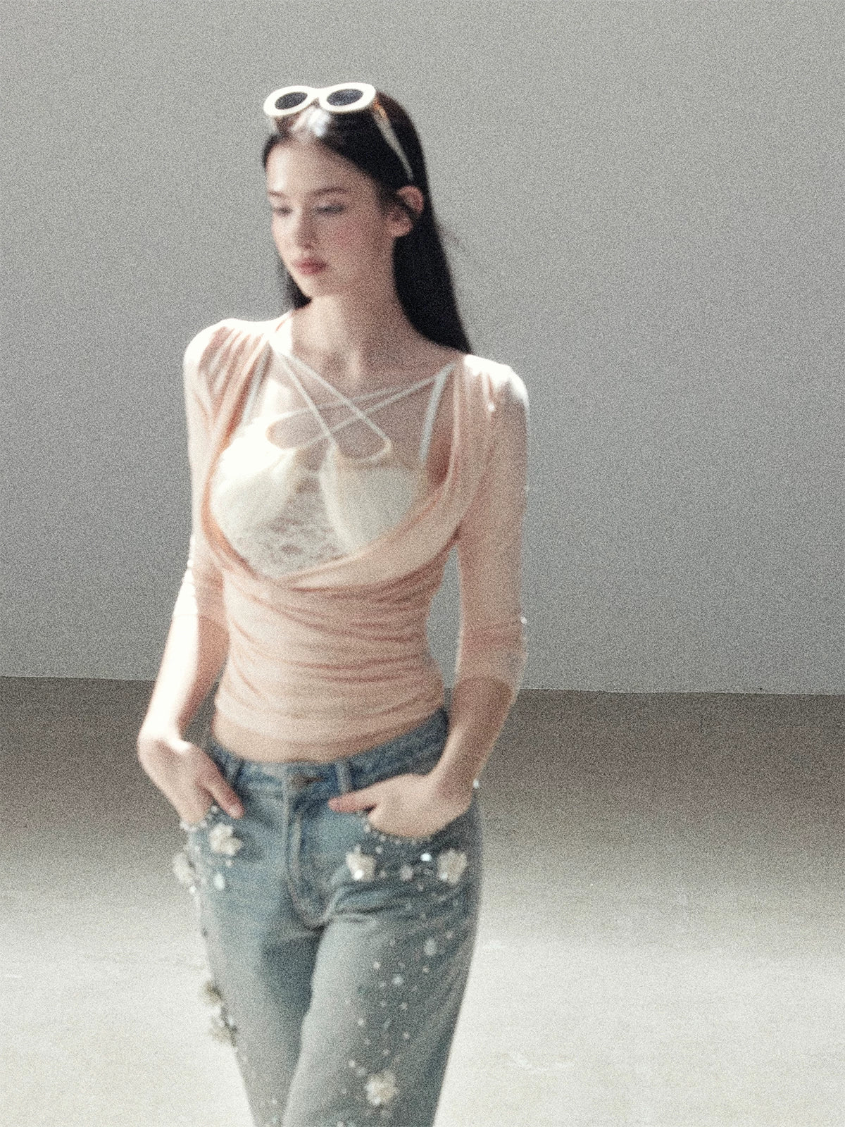 Ruched Neckline Crop Top