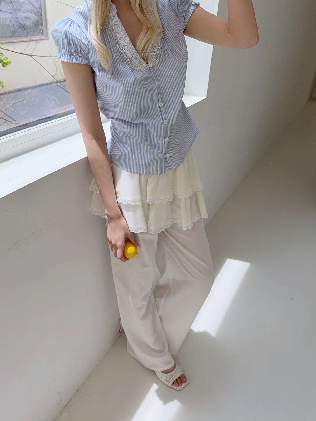 Layered Ruffle Wide-Leg Pants