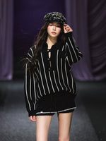 Striped Knit Polo T-Shirt & Contrast Trim Skort Set