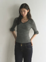 Vintage Stripe V-Neck Top