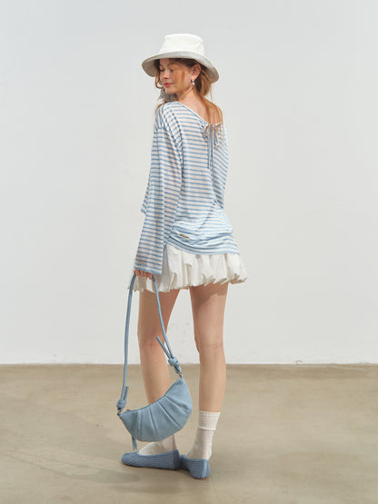White Ballet-style Puff Midi Skirt