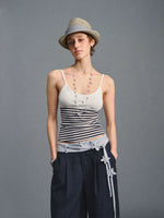 Navy Striped Tencel Camisole Top