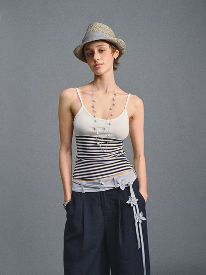 Navy Striped Tencel Camisole Top