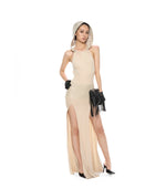 Detachable Hood Halter Maxi Dress