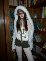 Mohair Collar Knit Shawl Cardigan