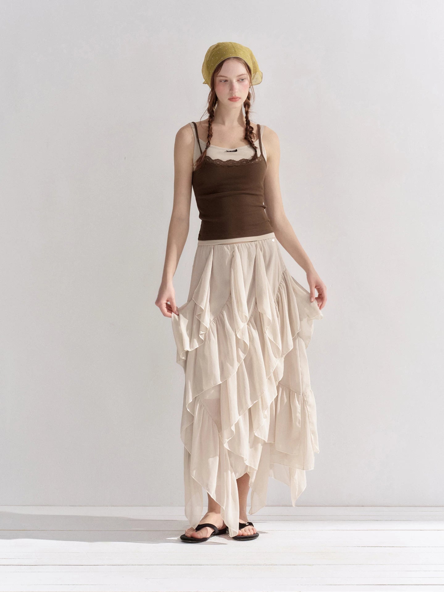Ruffle Layer Chiffon Skirt