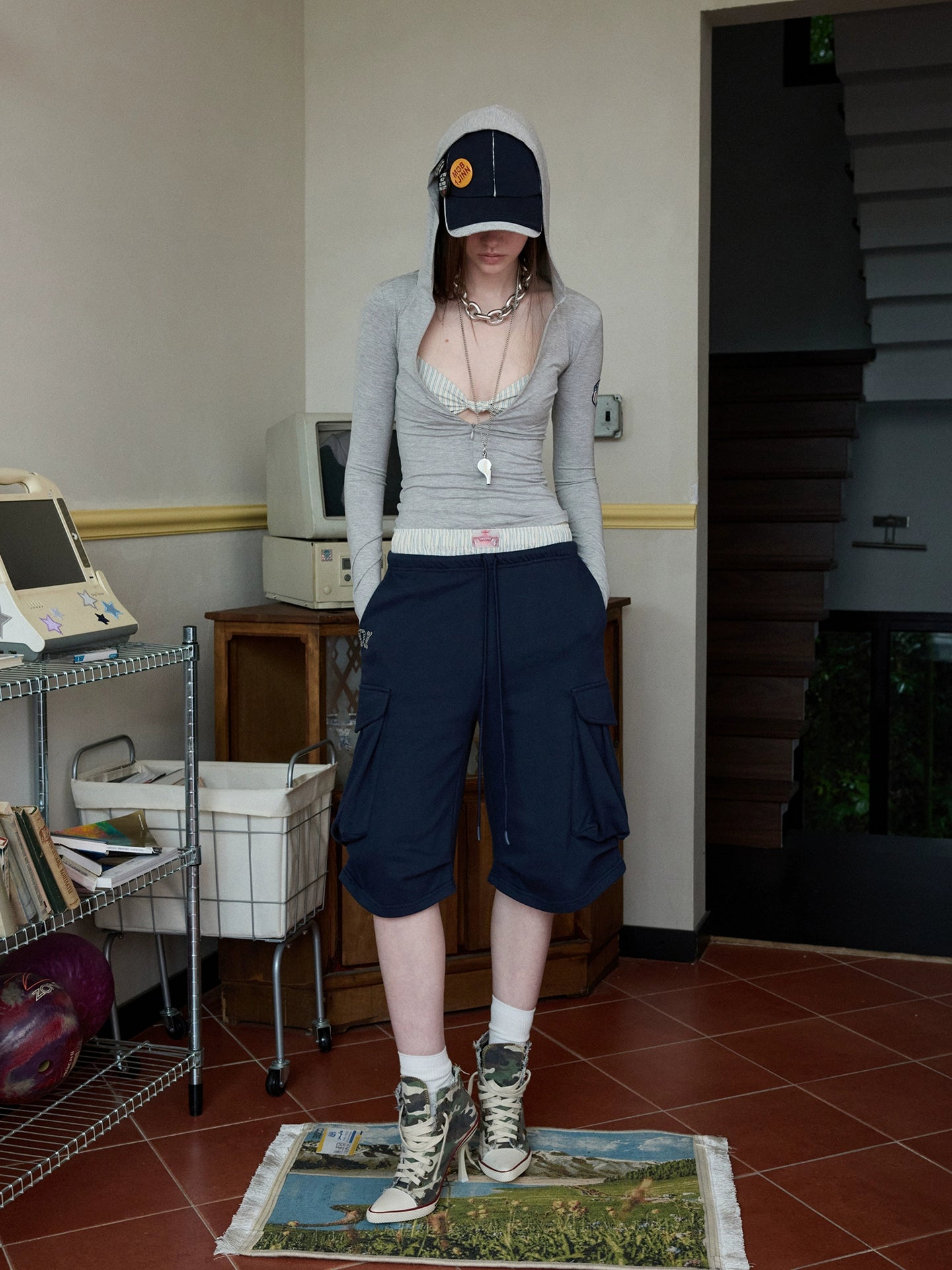 Striped Cotton Lounge Shorts