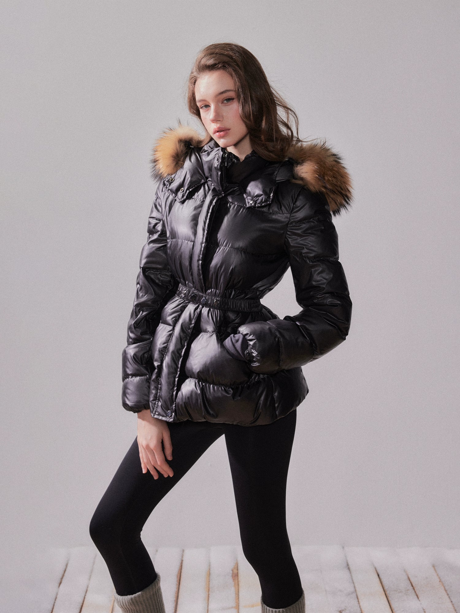 Fox Fur Large Collar Hooded Short Down Jacket