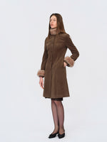 Detachable-Collar Wool-Blend Long Coat