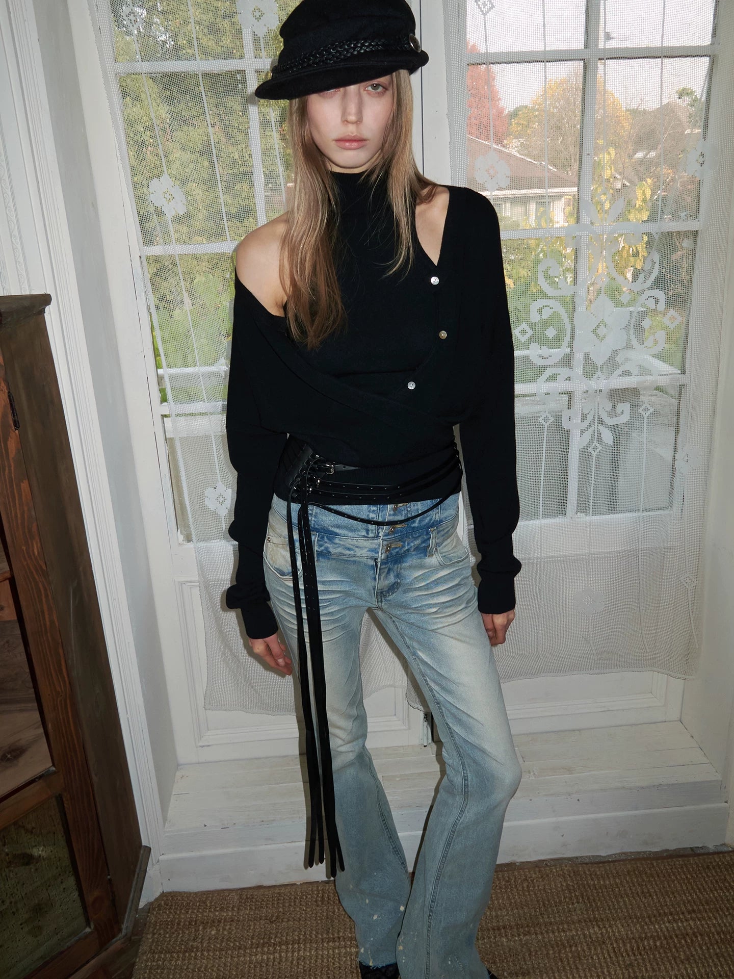 Acetate Cashmere Layered Cardigan