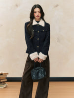 Navy Fur Collar Jacket
