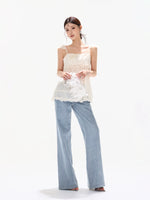 90S Metal Button Wide-Leg Jeans