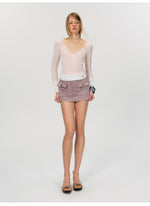 Purple Suede Cargo Skirt