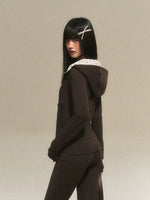 Polka Dot Contrast Zip Hoodie Set