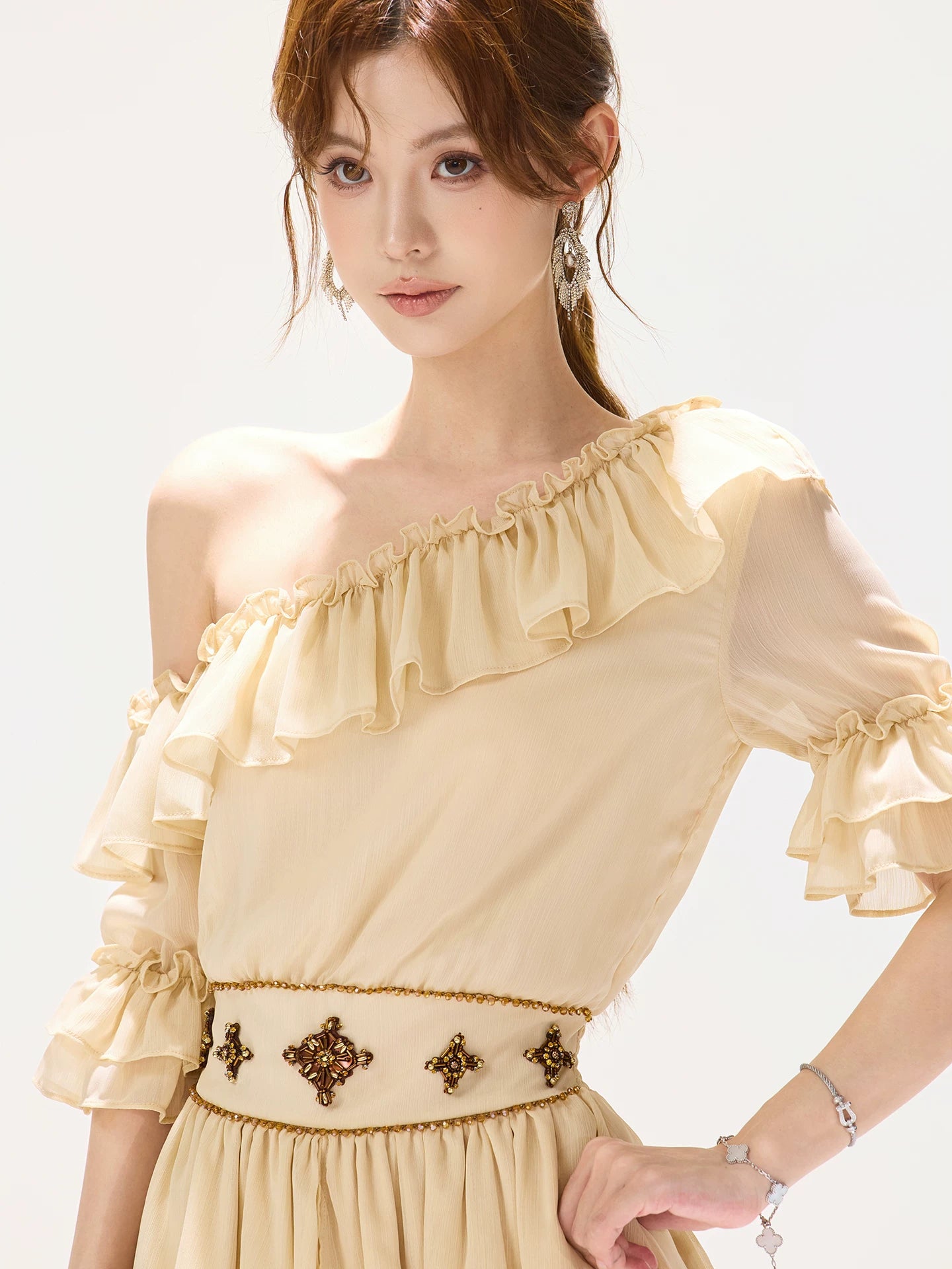 One-Shoulder Ruffle Dress