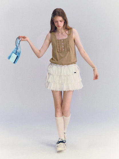 Ruffle Drawstring Tank