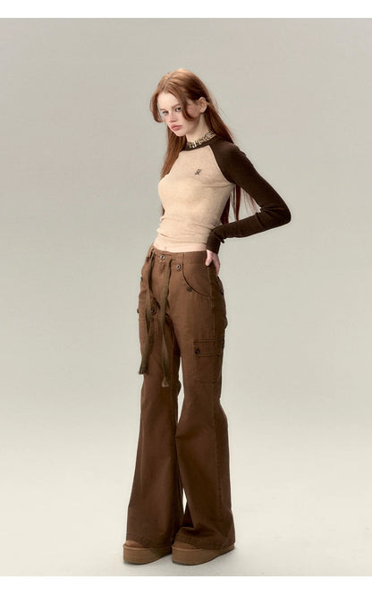 Apricot &amp; Coffee Wool Knit Sweater