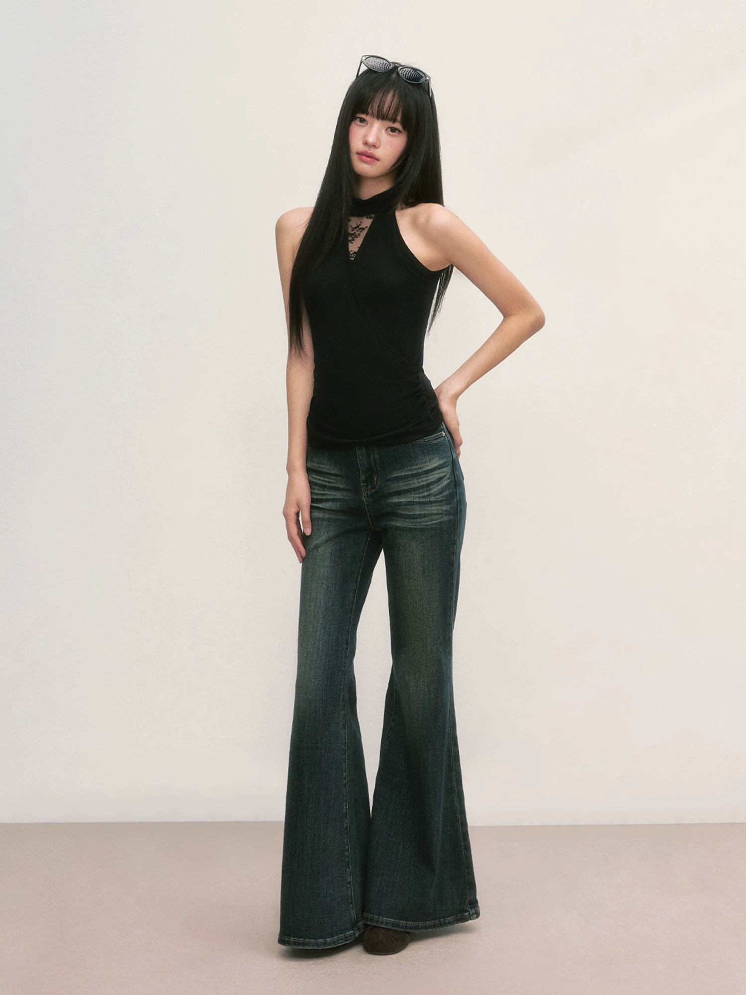 Black Cutout Halter Top