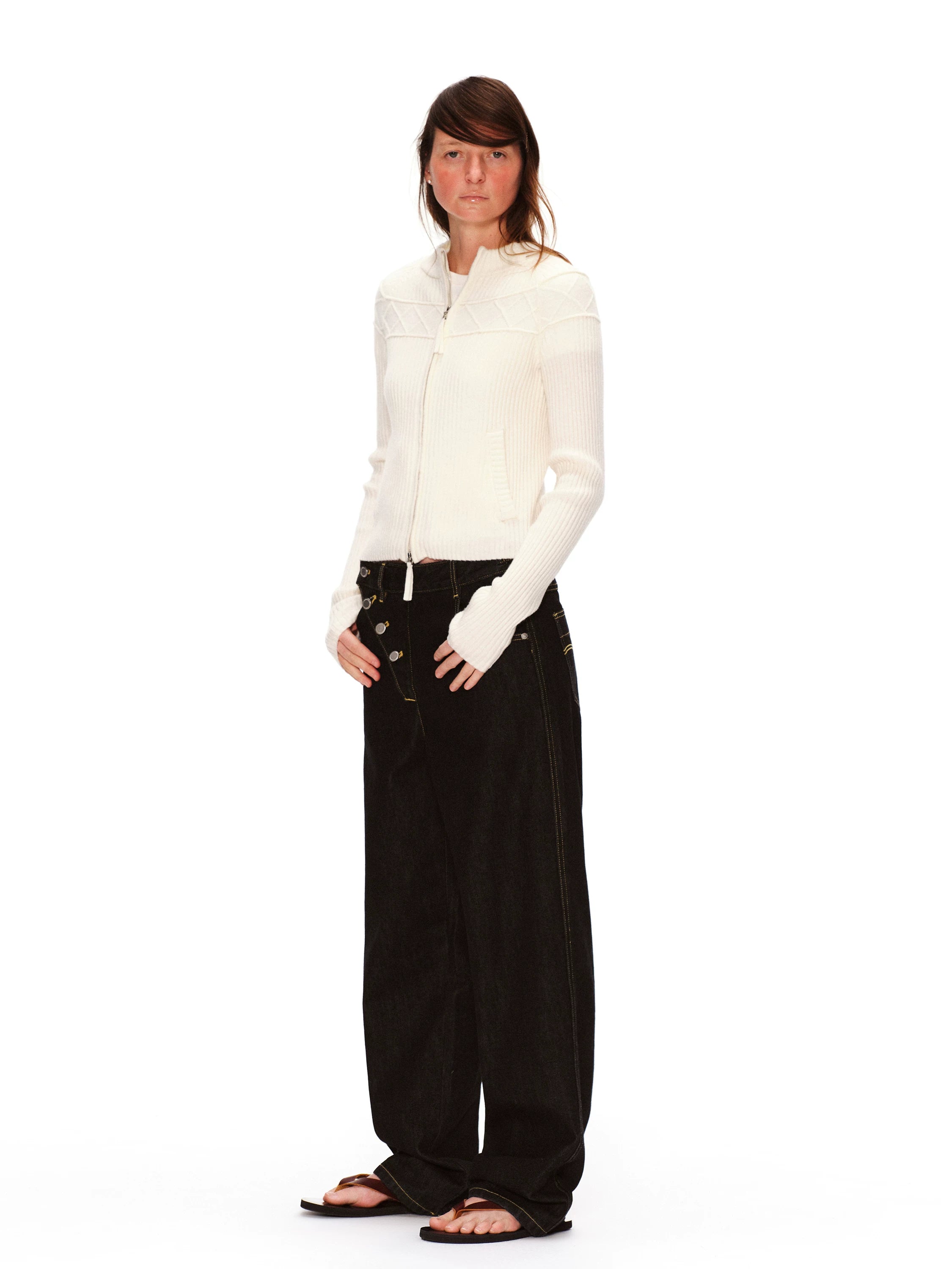Asymmetrical Raw Denim Jeans