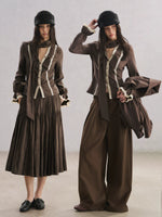 V-Neck Scarf Collar Blouse