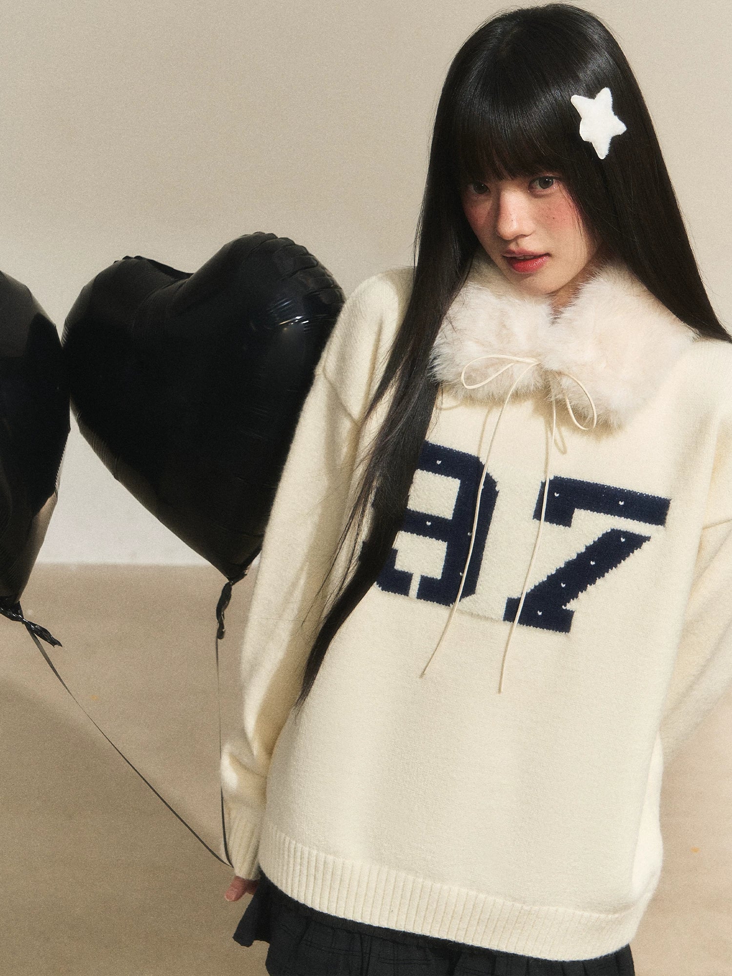 Detachable Fur Collar Sweater