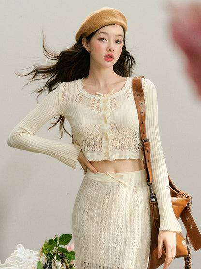 Beige Knitted Lightweight Cardigan