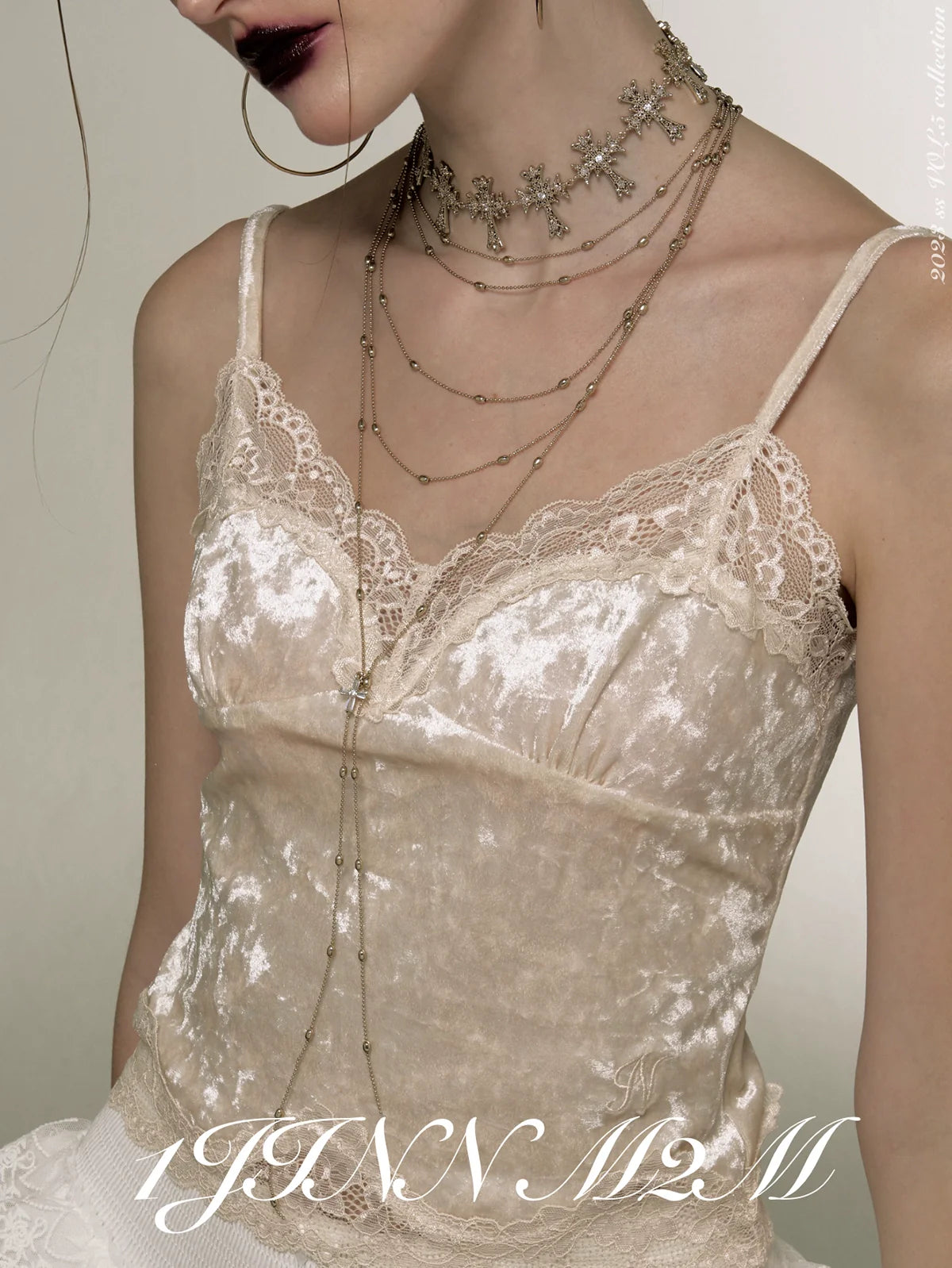Retro Gold Cross Broken Silver Choker