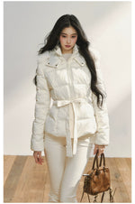 White Detachable Fur Collar Down Jacket