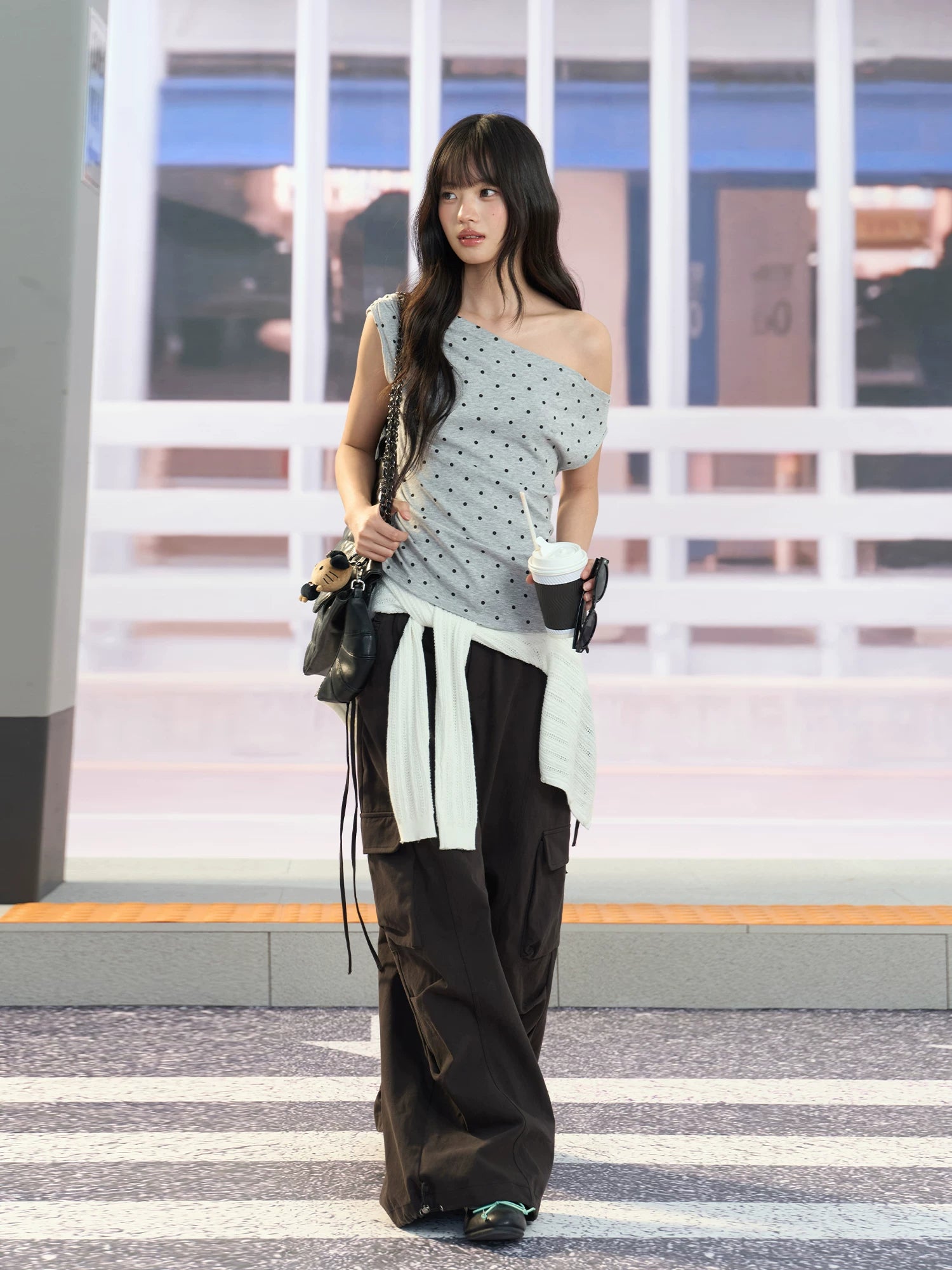 Asymmetric Polka Dot Top