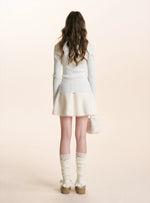 Wave-Trim V-Neck Knit Top