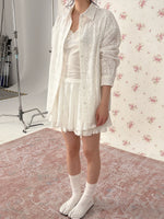Lace Cutout Shirt & Skirt Set