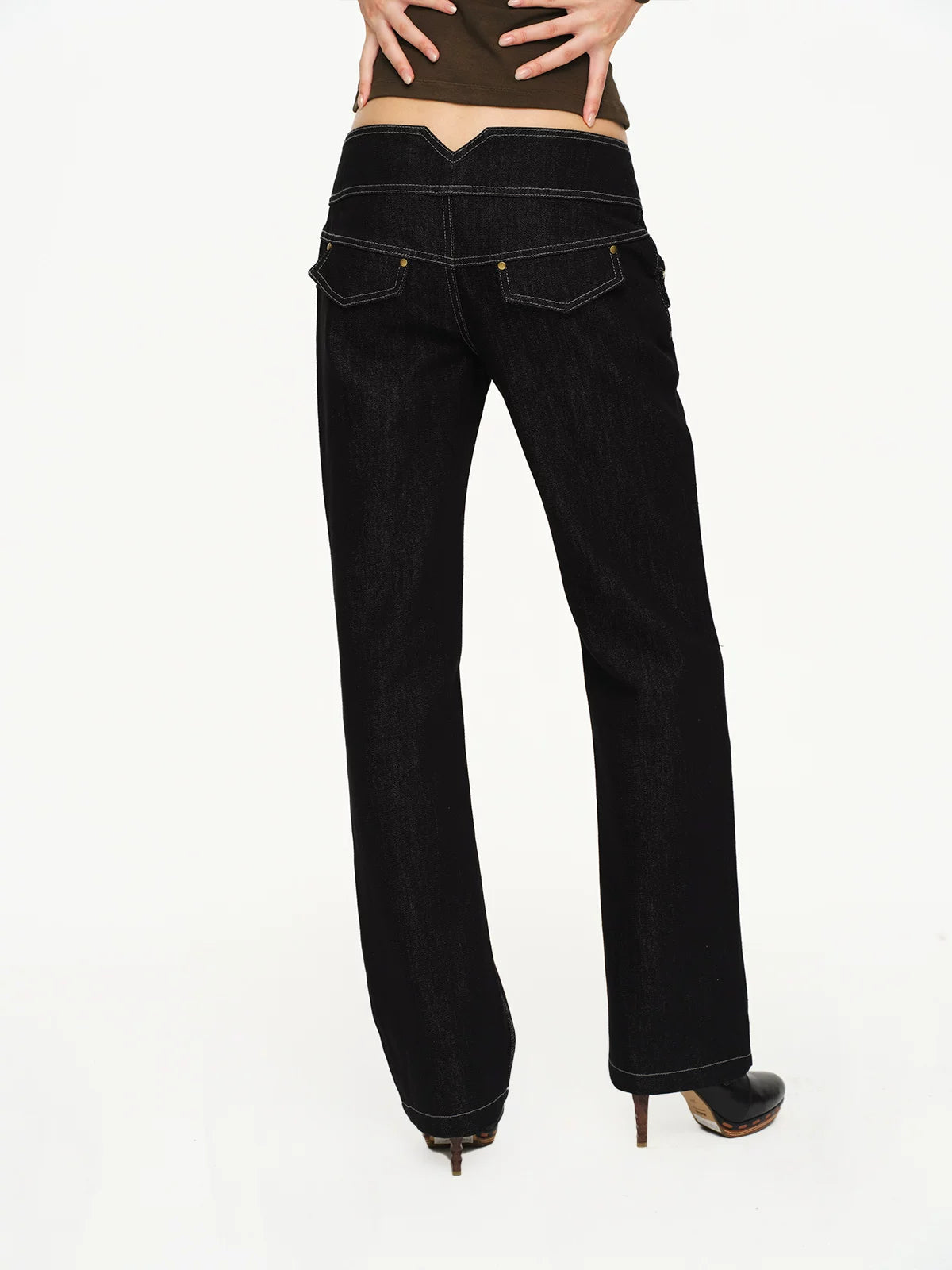 Multi Button Contrast Stitch Jeans