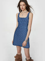 Blue Stretch Denim Slip Dress