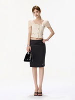 Satin Ruched Midi Skirt