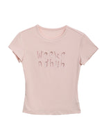 Rhinestone Letter Fitted T-shirt