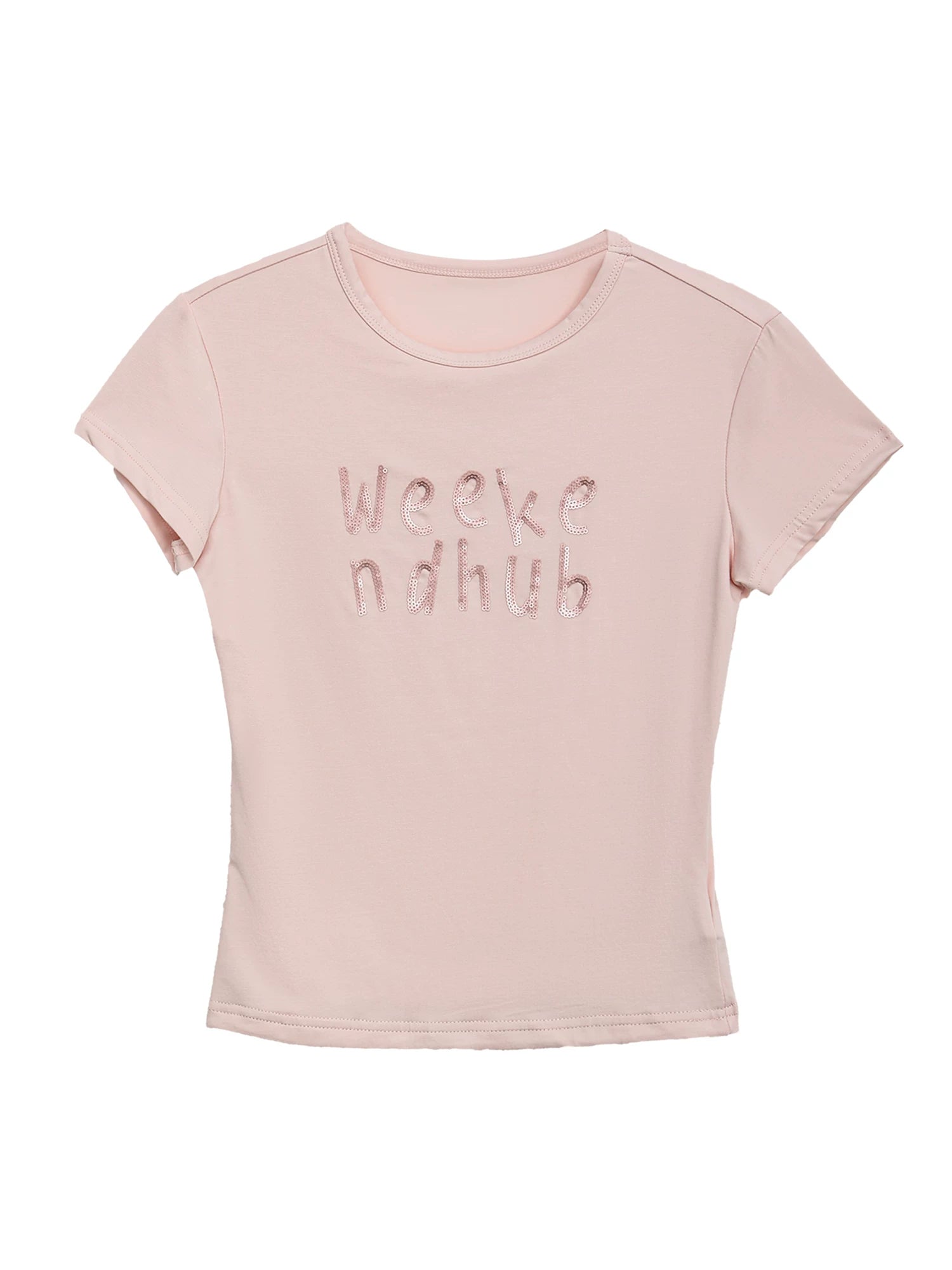 Rhinestone Letter Fitted T-shirt