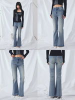 Light Blue Rhinestone Flared Jeans
