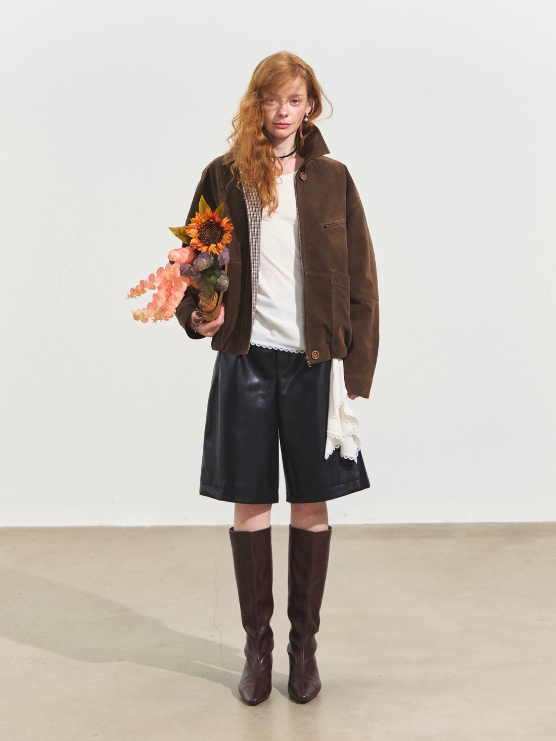 Faux Leather Wide-Leg Shorts