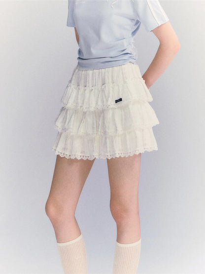 Lace Tiered Mini Skirt
