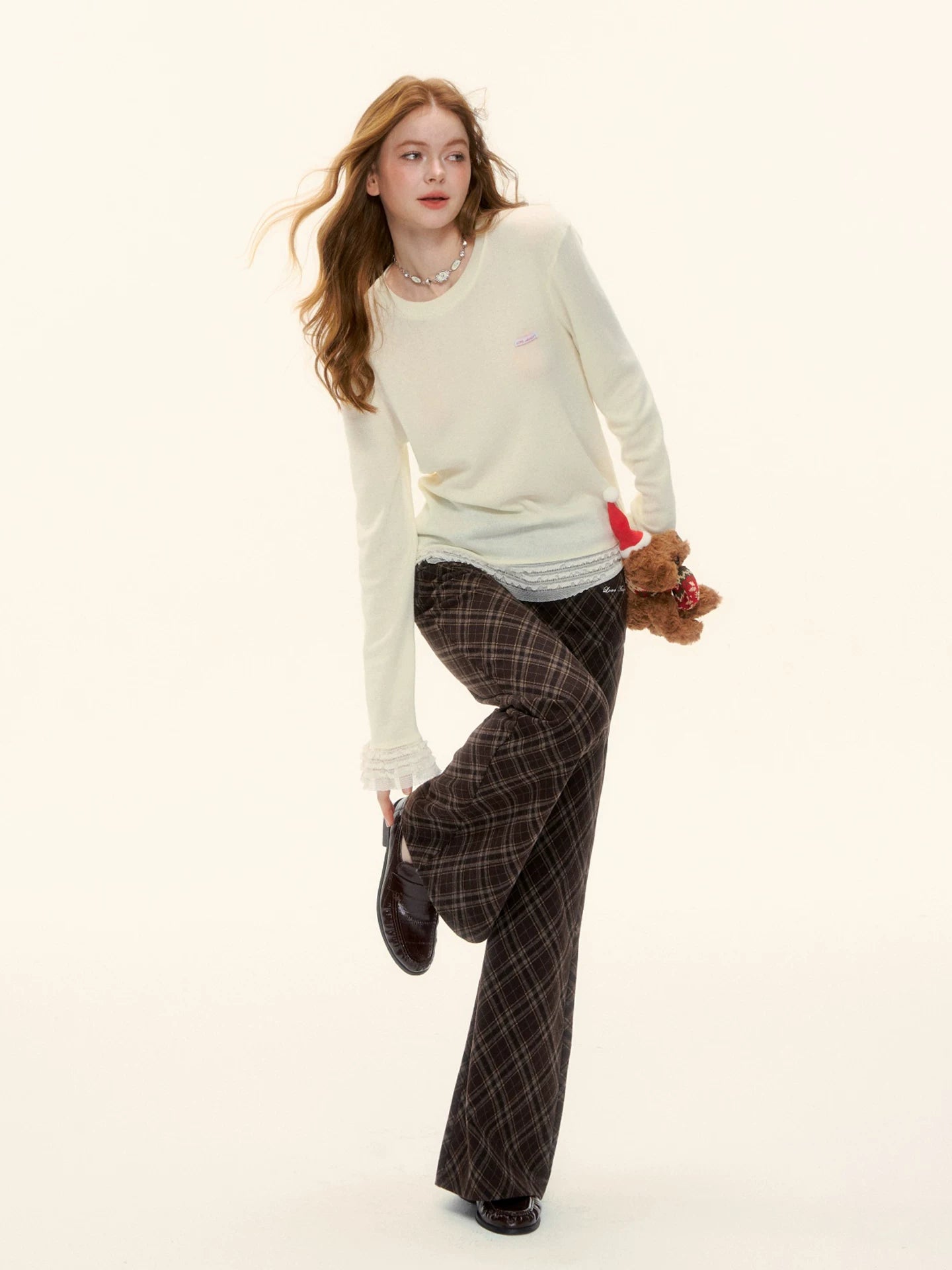 Layered Lace Trim Knit Top