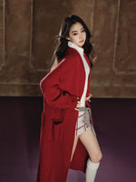 Red Relaxed Drop-Shoulder Wool Coat