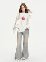 Apple Printed Bow Sequin T-Shirt