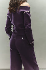 Off-Shoulder Drawstring Sweatshirt & Pants Set