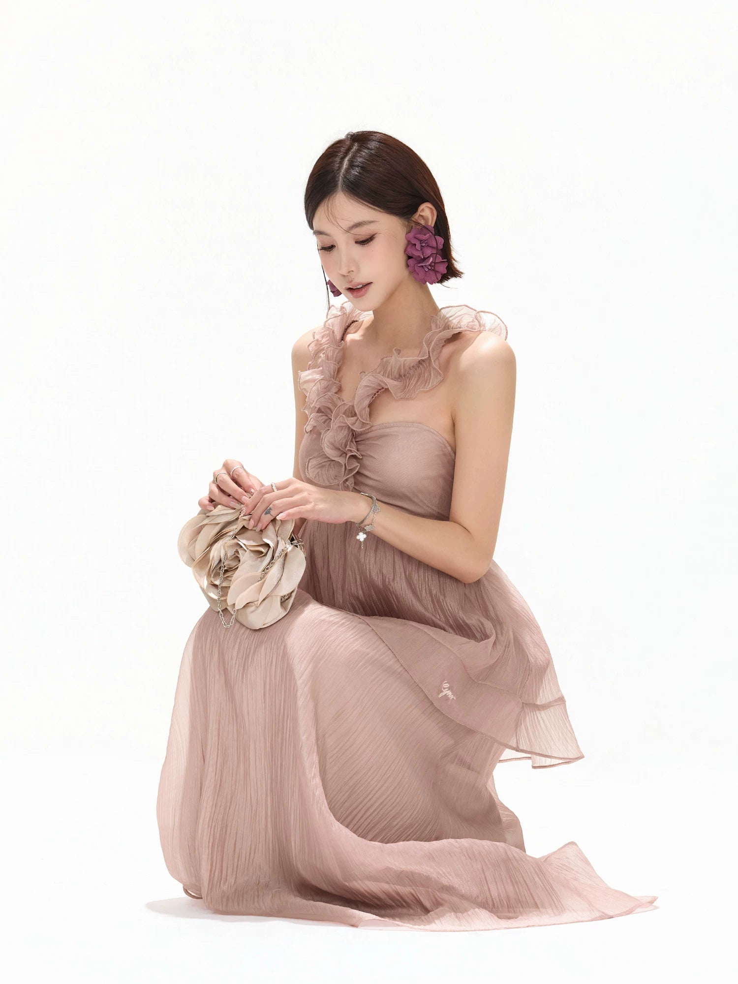 Ruffle Halter Maxi Dress