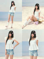 Lace Jacquard Puff Sleeve Top