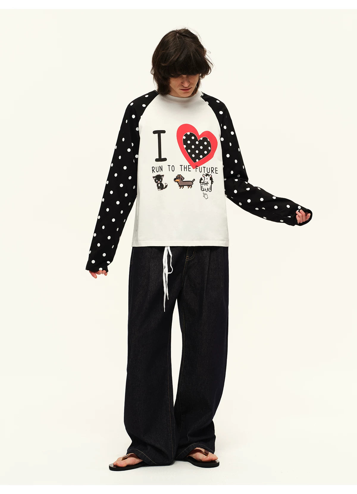 Polka Dot Raglan Long Sleeve Tee